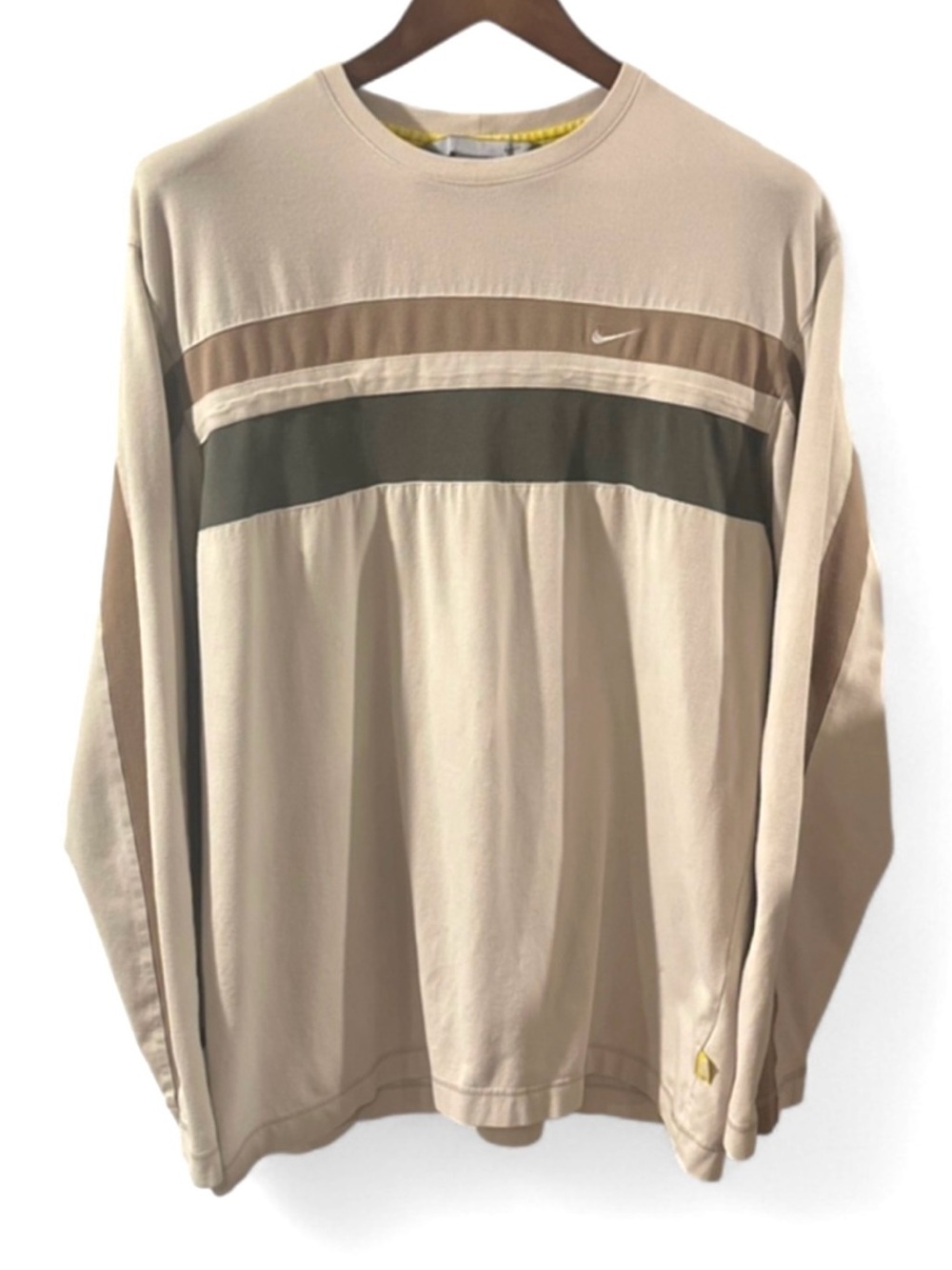 VTG Y2K Nike Beige Color Block Striped Long-Sleeve Size Men’s Large